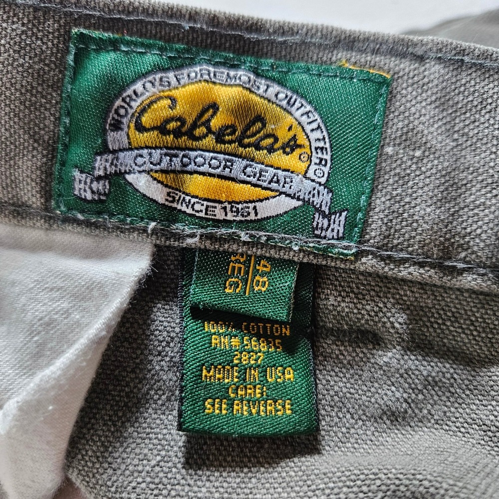Cabelas Canvas Work Pants Mens 48 Regular Olive Grey USA Heavy Duty Rugged - Picture 5 of 8